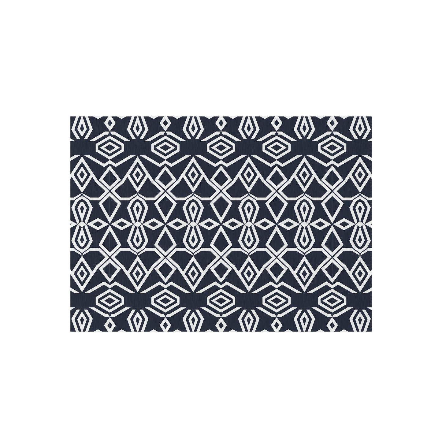 Geometric Diamond Pattern Outdoor/Indoor Rug | Navy White Tribal Design