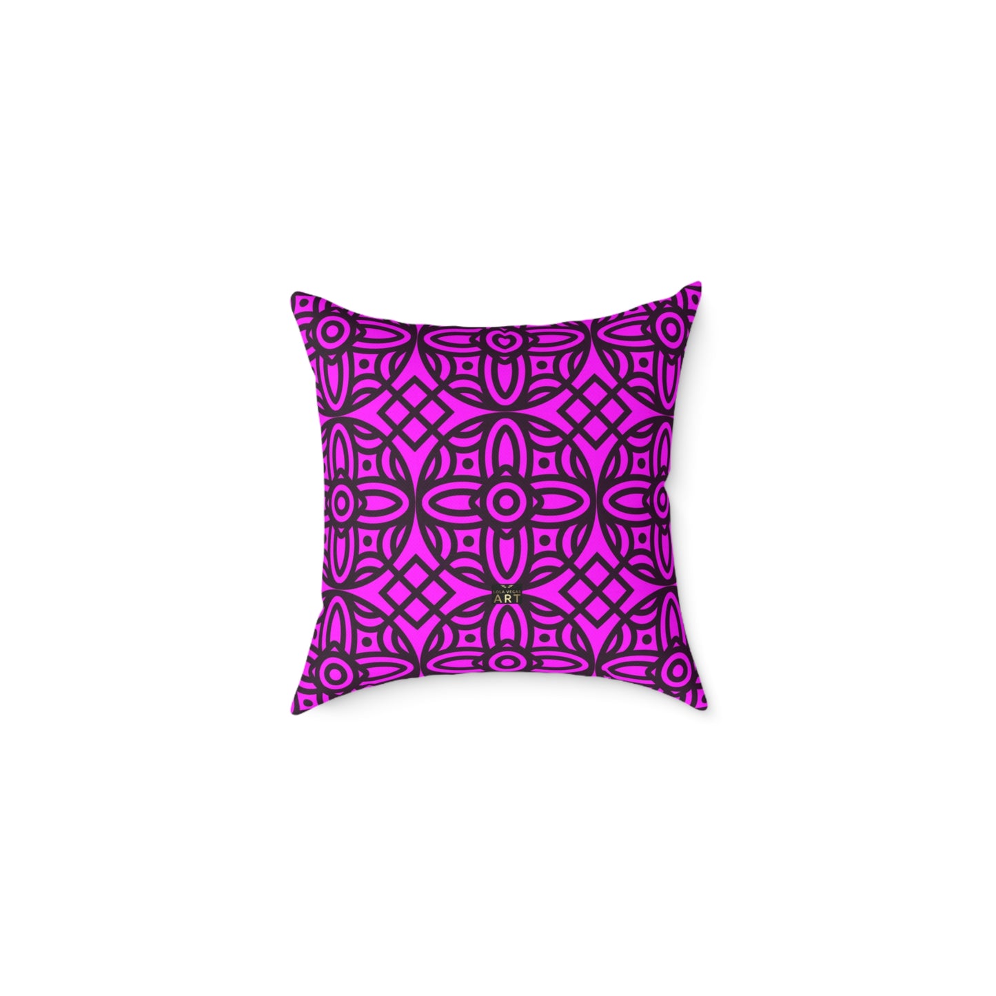 Geometric Floral Pattern Pillow | Pink-Magenta Canvas Pillow,  Decorative Home Accent, Boho Chic Throw Pillow, Gift for Home Decor