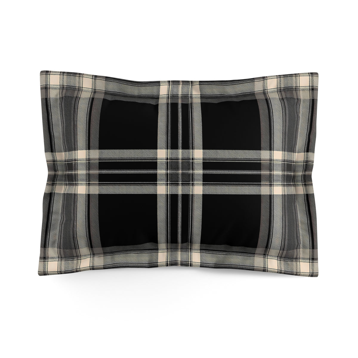 Black Gray Plaid Pillow Sham | Microfiber Pillow Sham