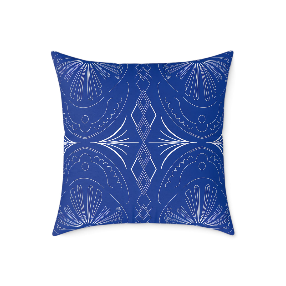 Blue Moroccan Tile Pattern Pillow | Square Poly Canvas Pillow