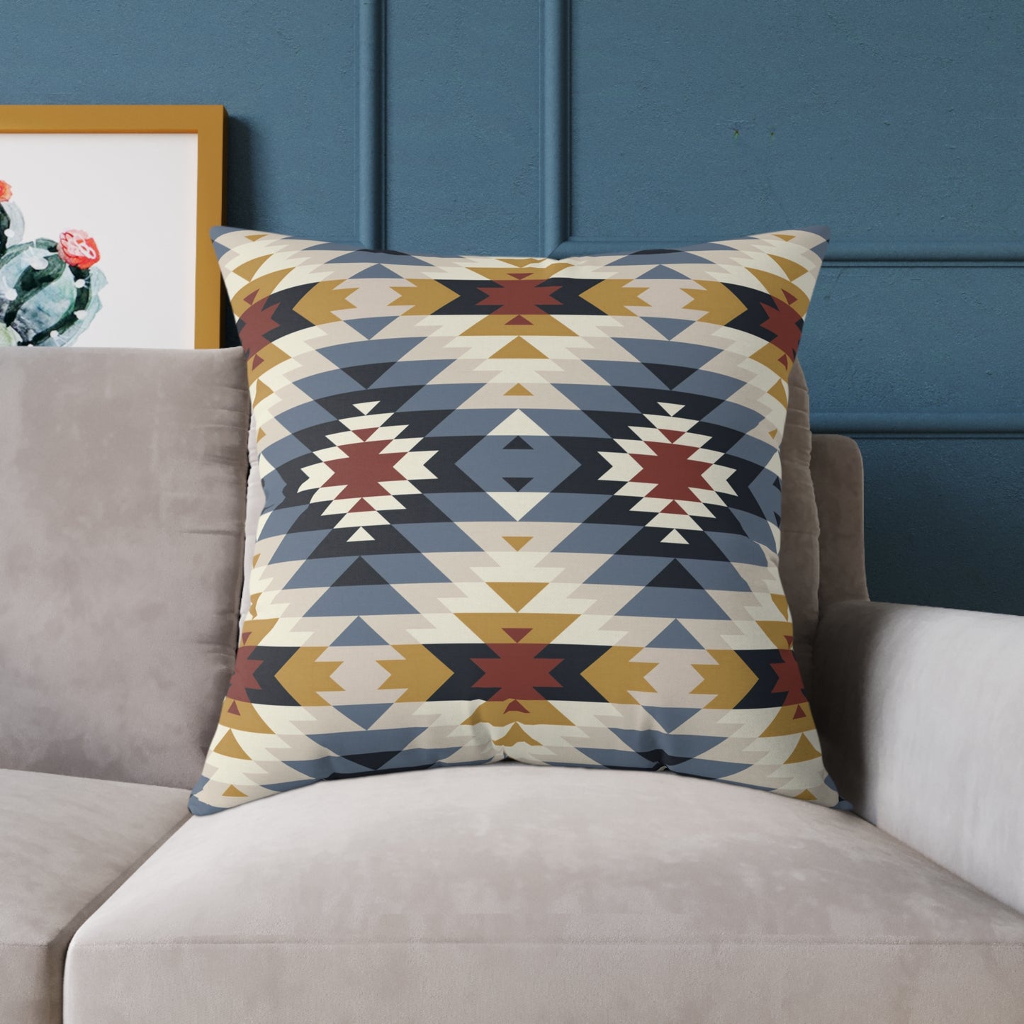 Southwestern Aztec Geometric Square Pillow | Canvas Pillow