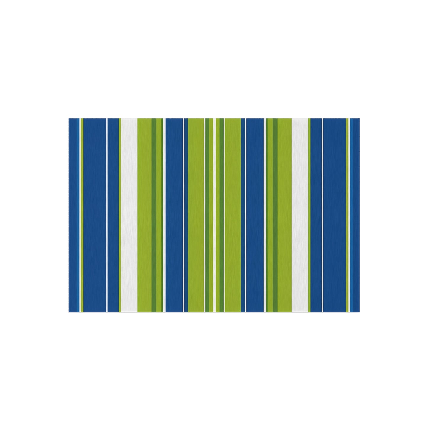 Blue Green Stripe Outdoor/Indoor Rug | Patio Mat, Weatherproof Outdoor Rug