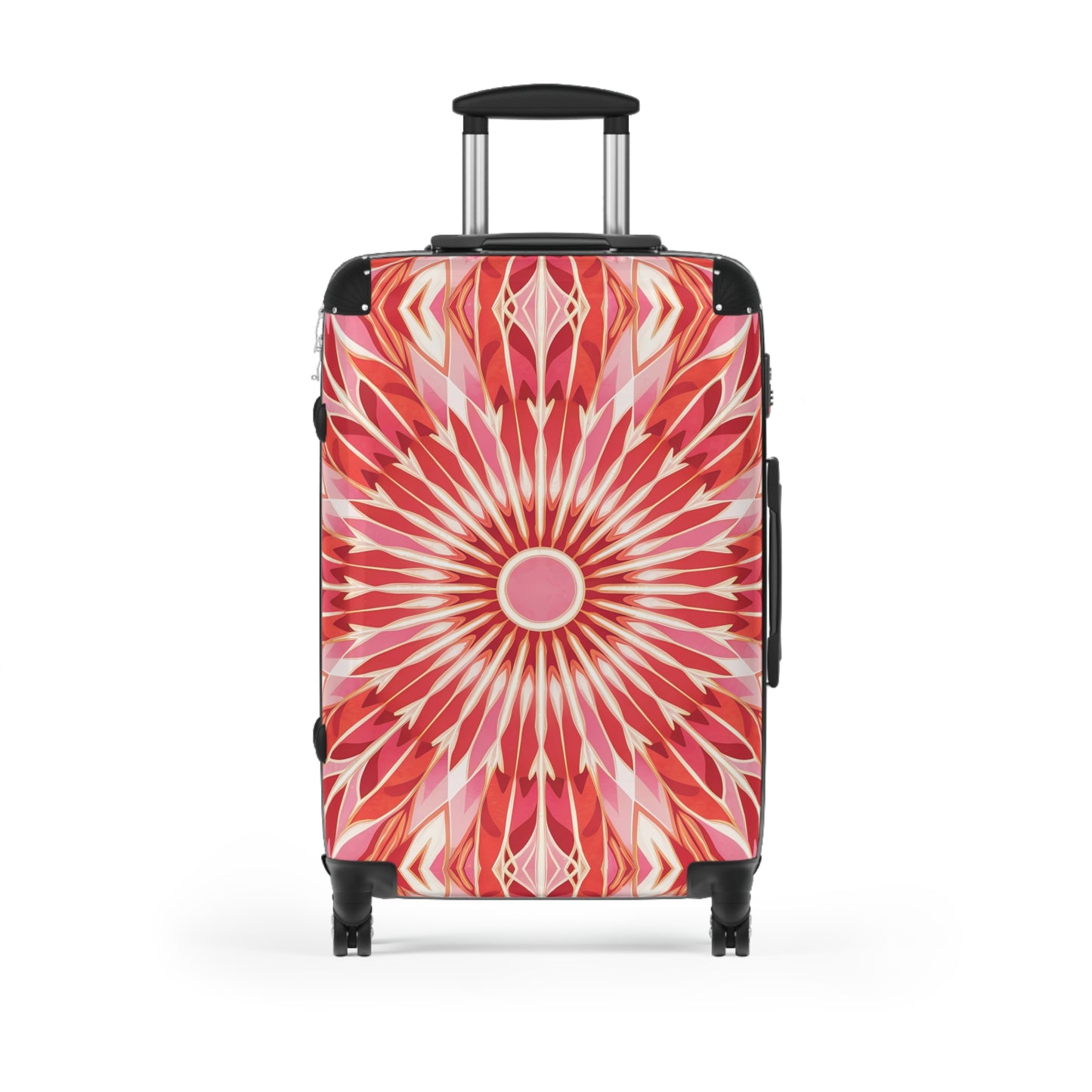 Suitcase, BOHO Flower Design Luggage, Unique Travel Bag for Bohemian Gift, Eclectic Suitcase, Orange Pink White, Floral Travel Bag, Gift for