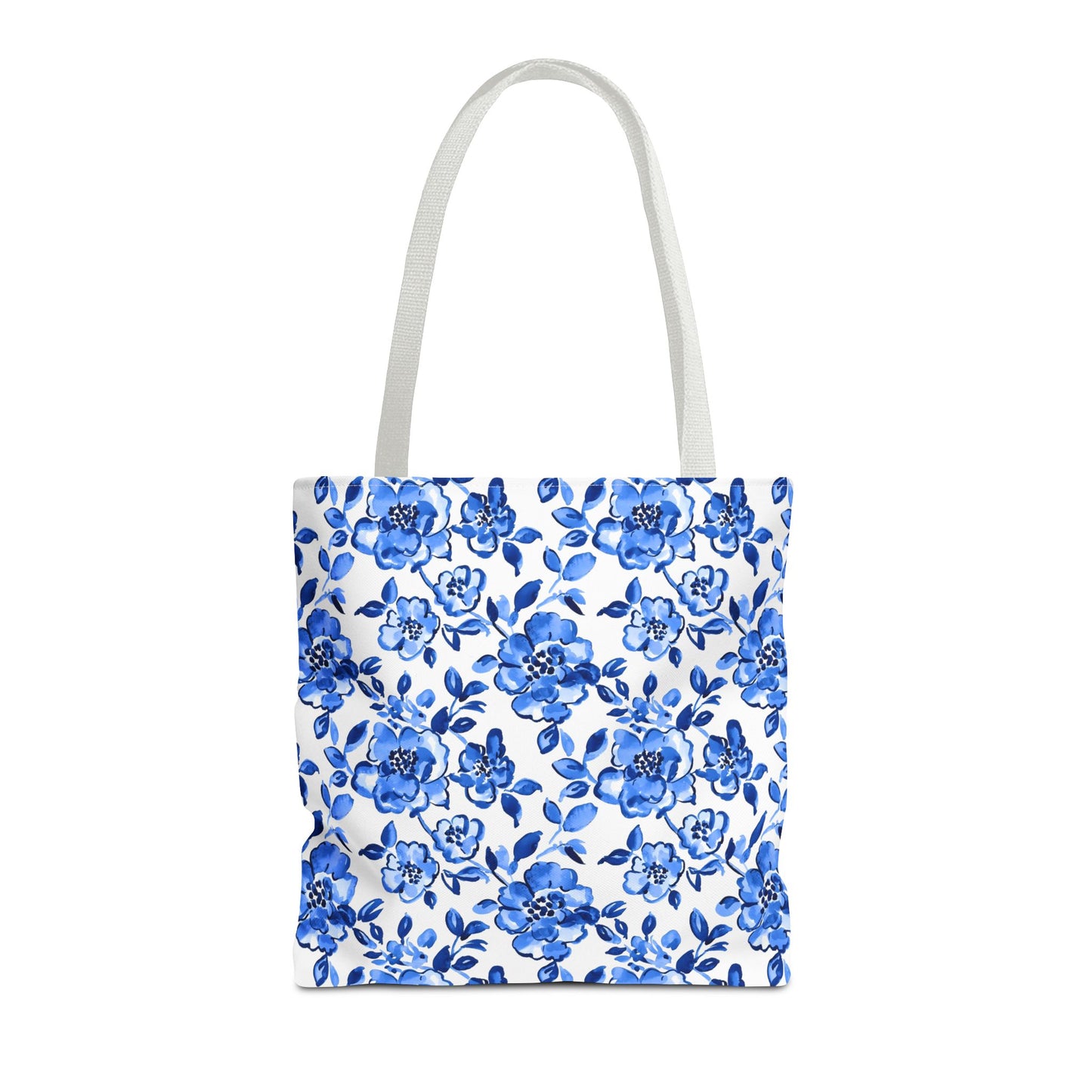 Blue Floral Tote Bag, Reusable Grocery Bag, Beach Bag, Shopping Tote, Gift for Her, Spring/Summer Accessory, Feminine Bag