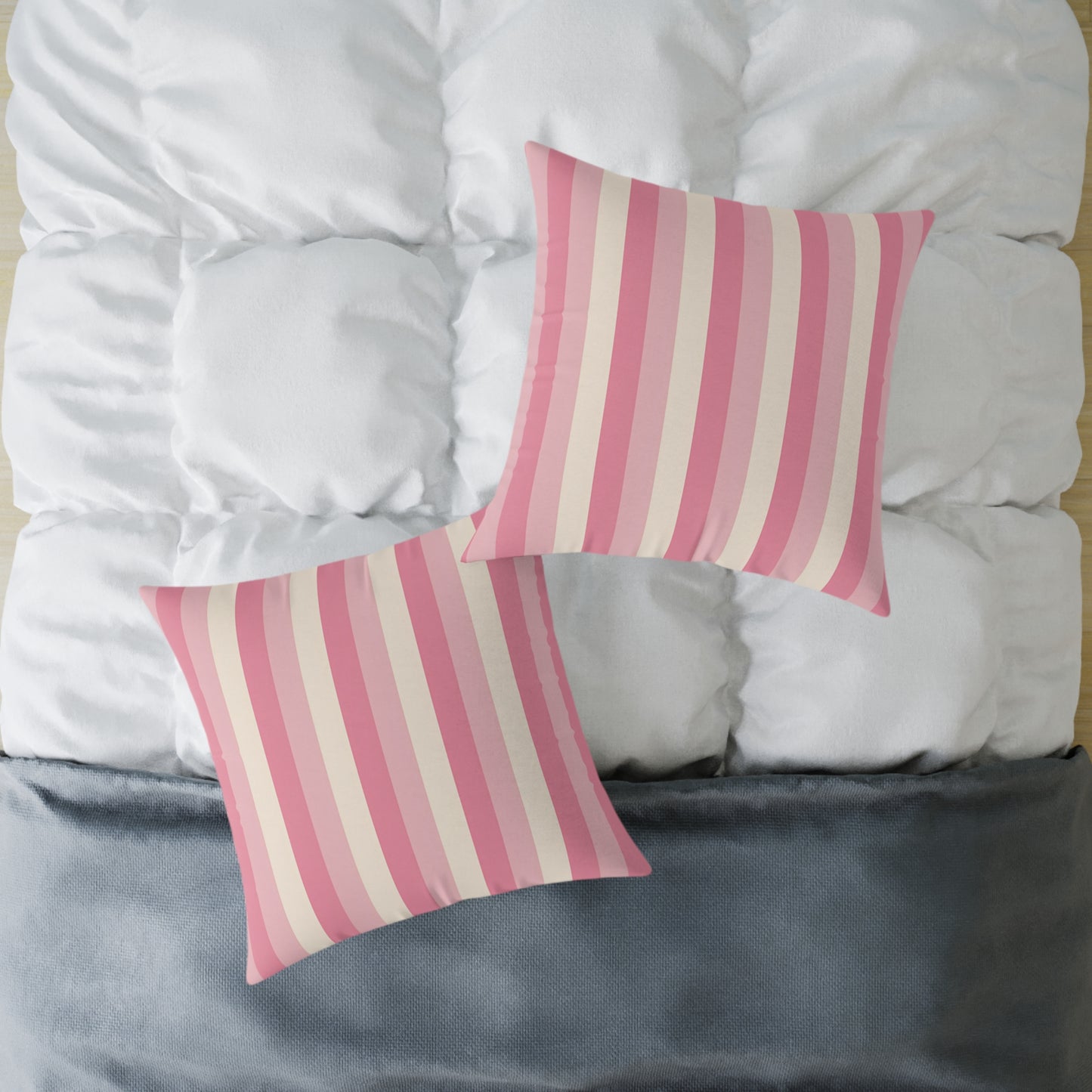 Pink Creme Stripe Square Pillow | Pastel Striped Throw Cushion