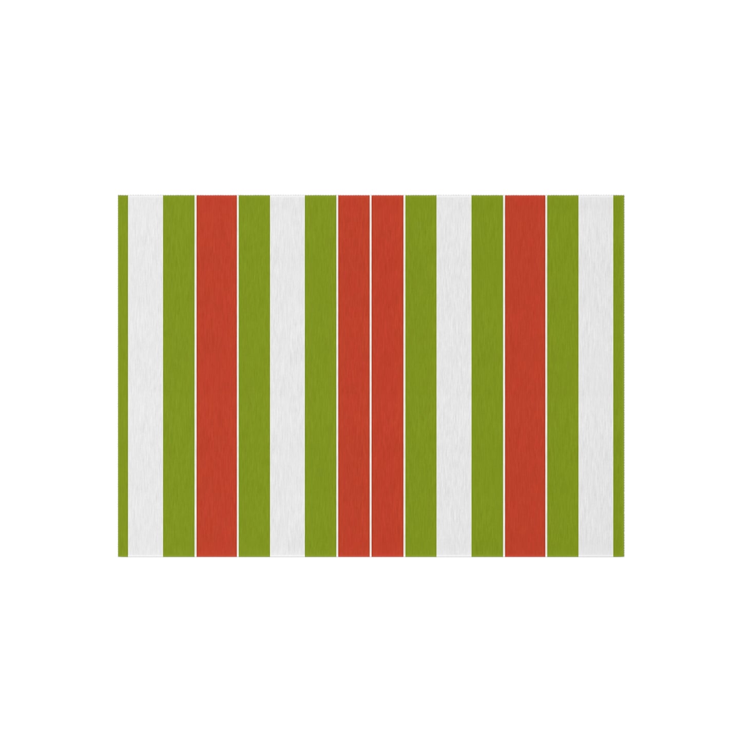 Green Red White Striped Outdoor/Indoor Rug | Patio Door Mat