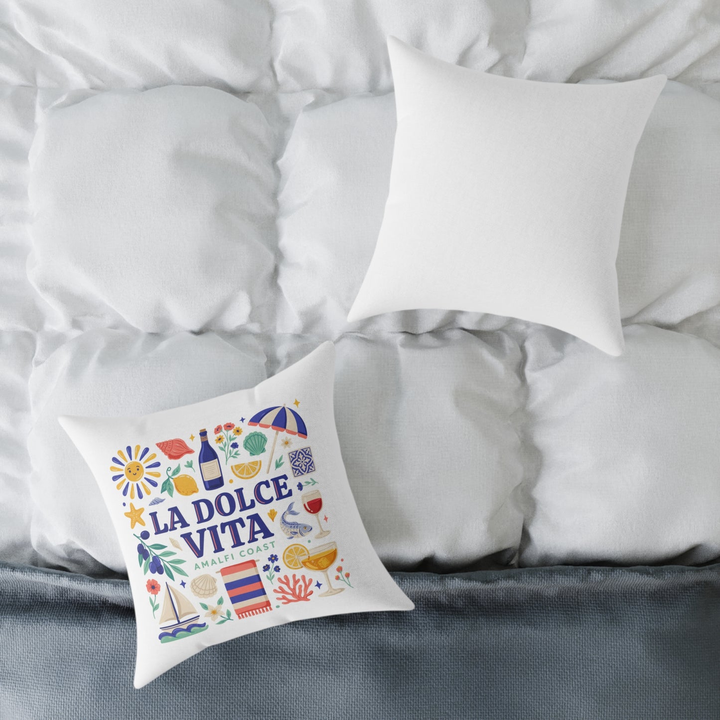La Dolce Vita Amalfi Coast Square Pillow | Italian Summer Coastal Decor