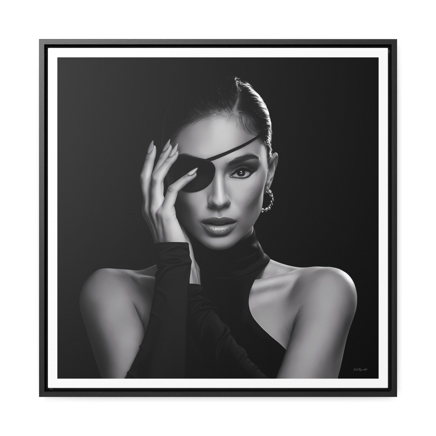 Square Frame Canvas Wall Art, Dramatic Black and White Woman Portrait Home Decor, Gallery Canvas Print, Fine Art Photography, Square Frame - LOLA VEGAS ART