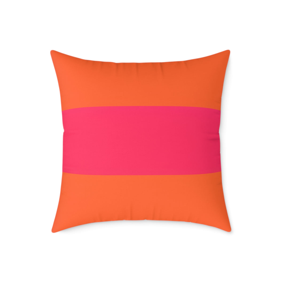 Bold Pink Stripe Square Pillow | Orange Background Poly Canvas