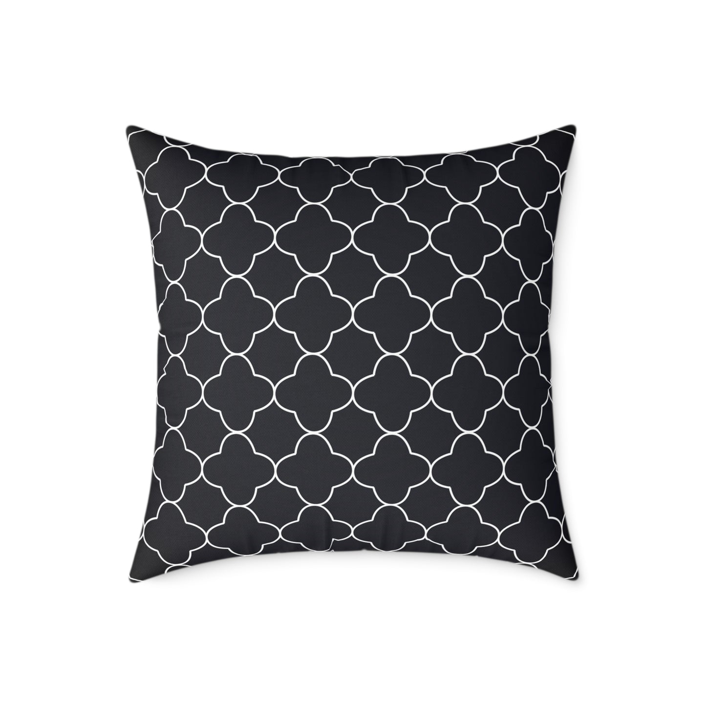Black and White Moroccan Trellis Pattern Square Pillow | Geometric Throw Pillow