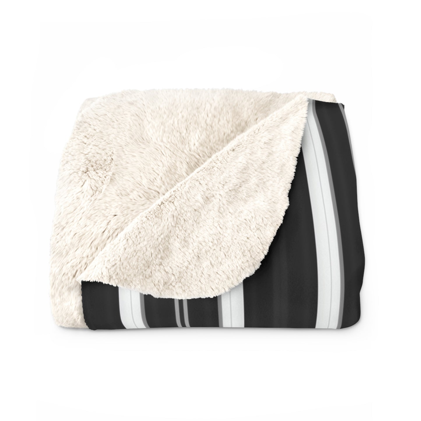 Black White Vertical Stripes Sherpa Blanket | Cozy Monochrome Throw