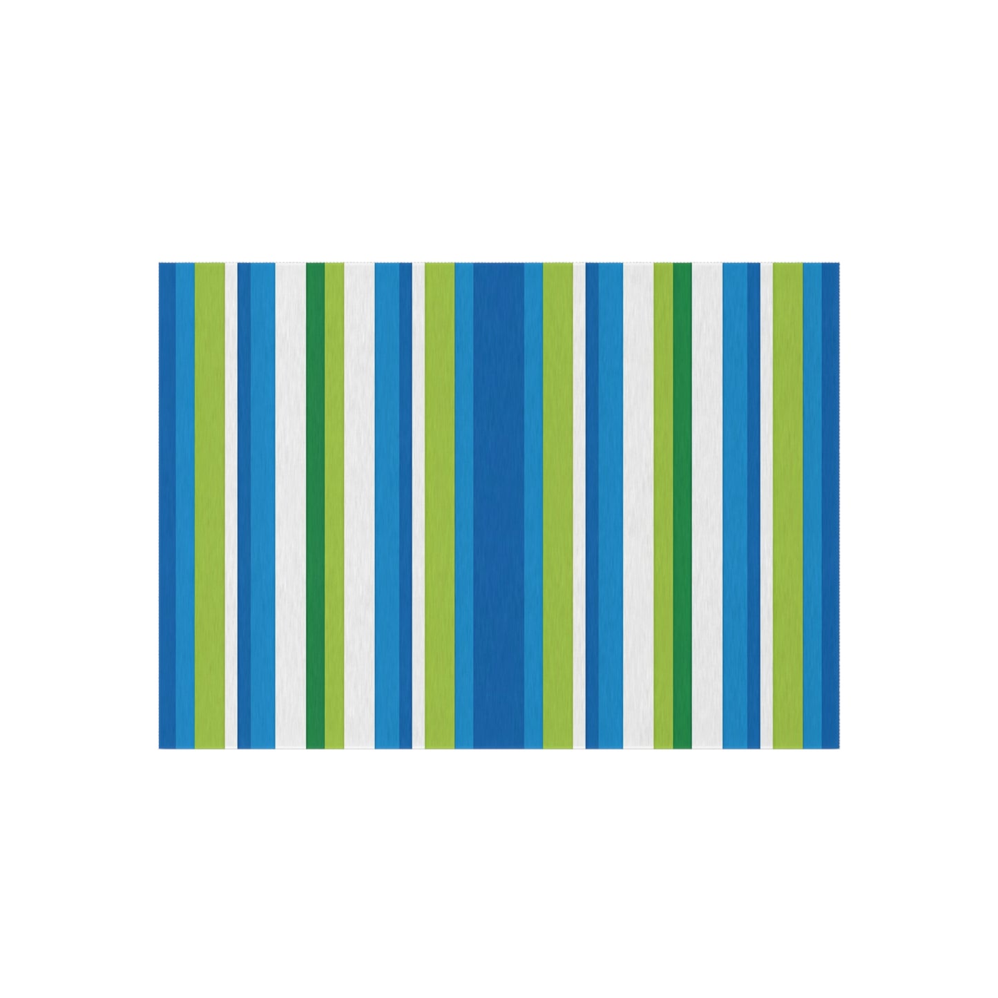 Blue Green Striped Outdoor/Indoor Rug | Patio Mat