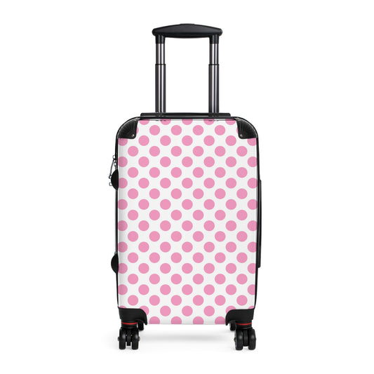 Cute Pink Polka Dot Suitcase, Trendy Luggage, Travel Gear, Vacation Essentials, Stylish Carry-On for Women, Teen Luggage