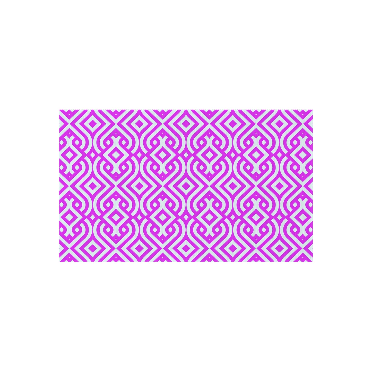 Geometric Moroccan Tile Outdoor/Indoor Rug | Magenta Pink White Patterned Patio Mat