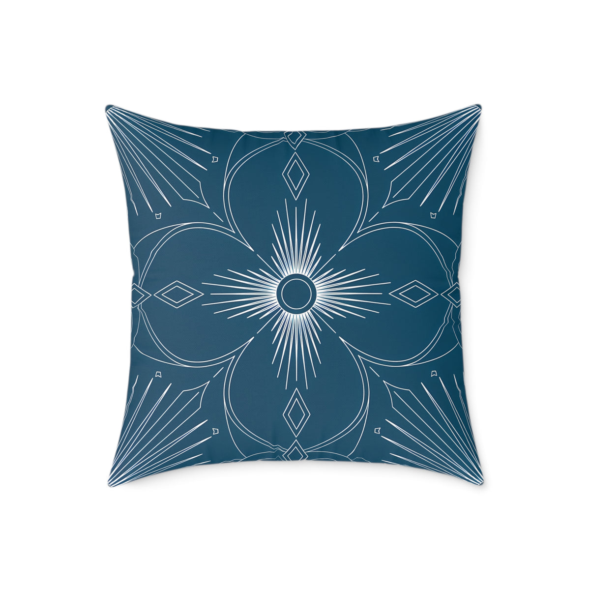 Cerulean Mandala Floral Pillow | Square Poly Canvas Pillow
