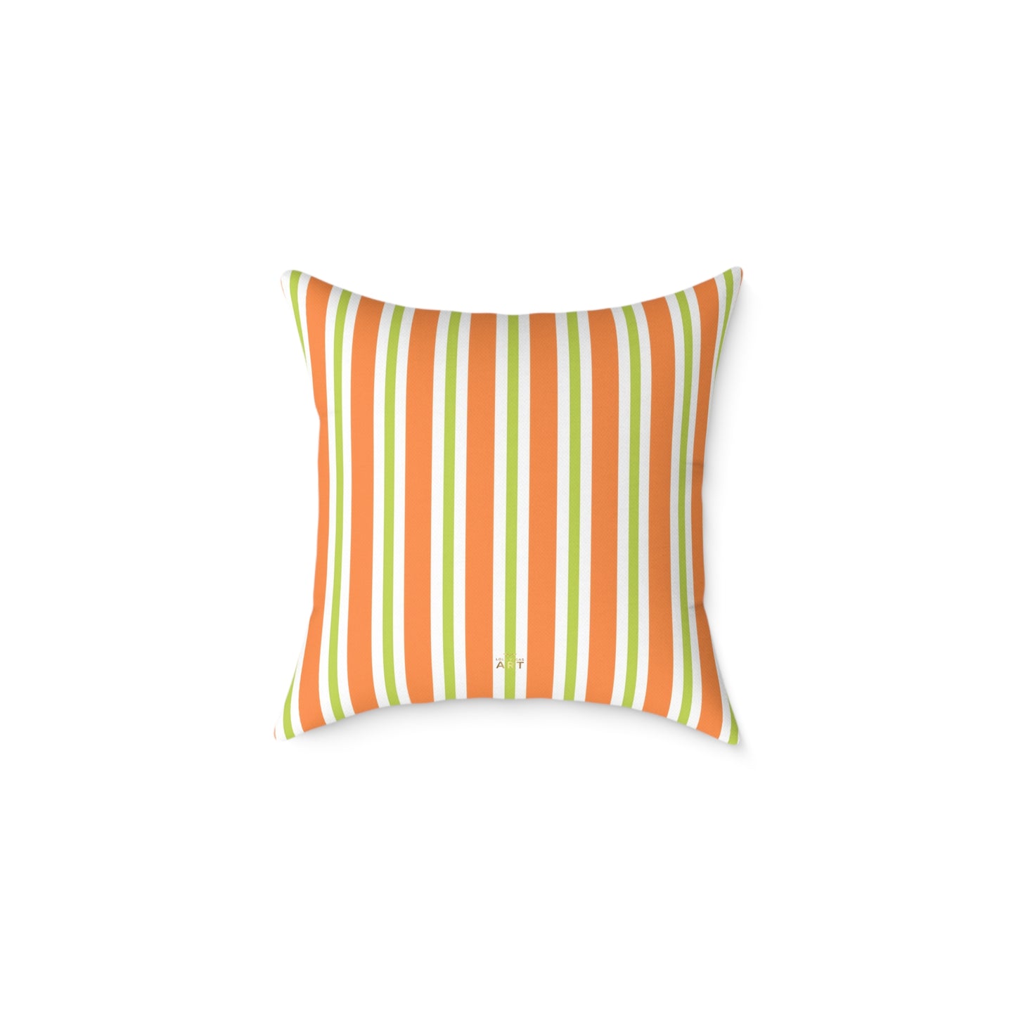 Orange Green Stripe Square Pillow | Striped Throw Pillow