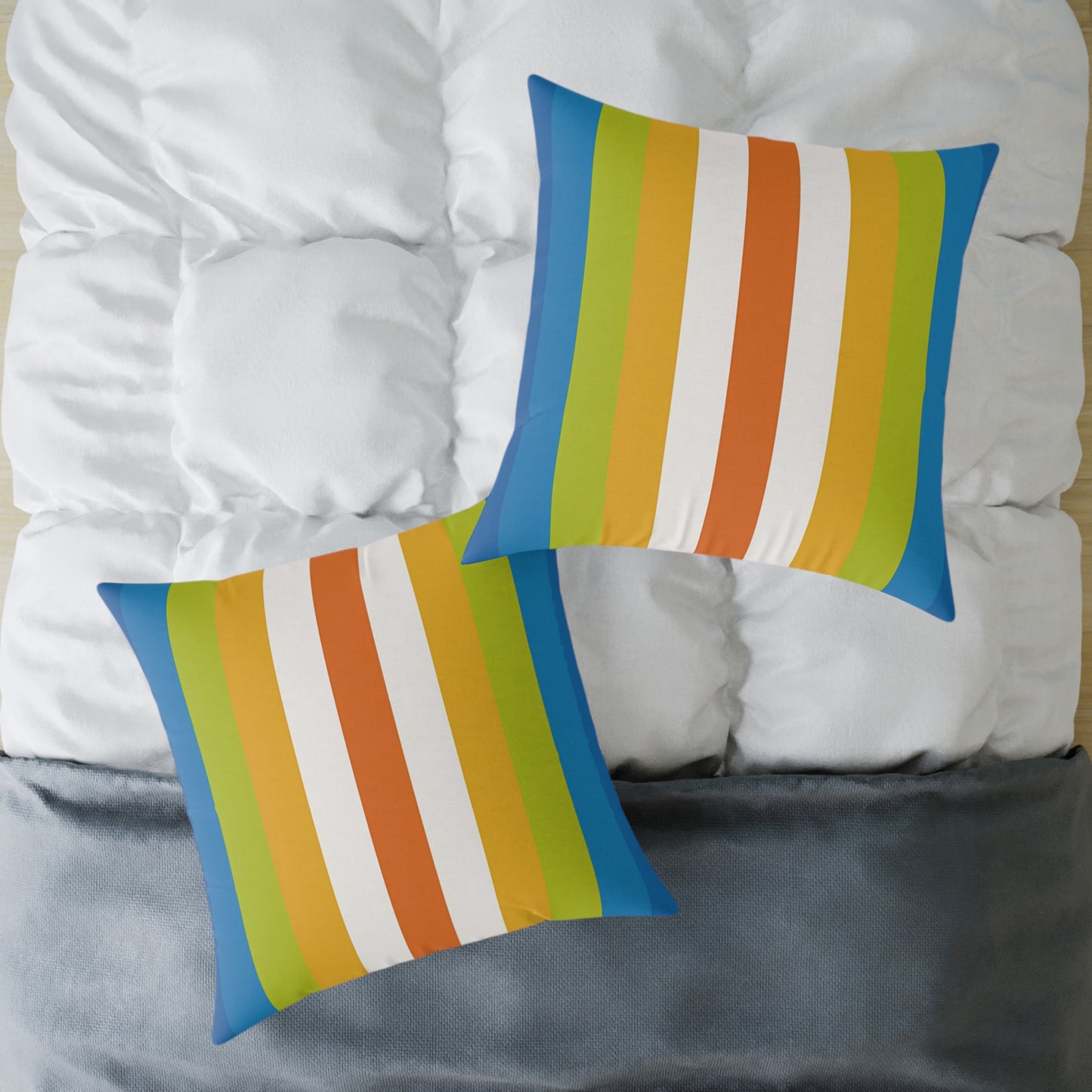 Retro Rainbow Stripes Pillow | Square Poly Canvas Pillow