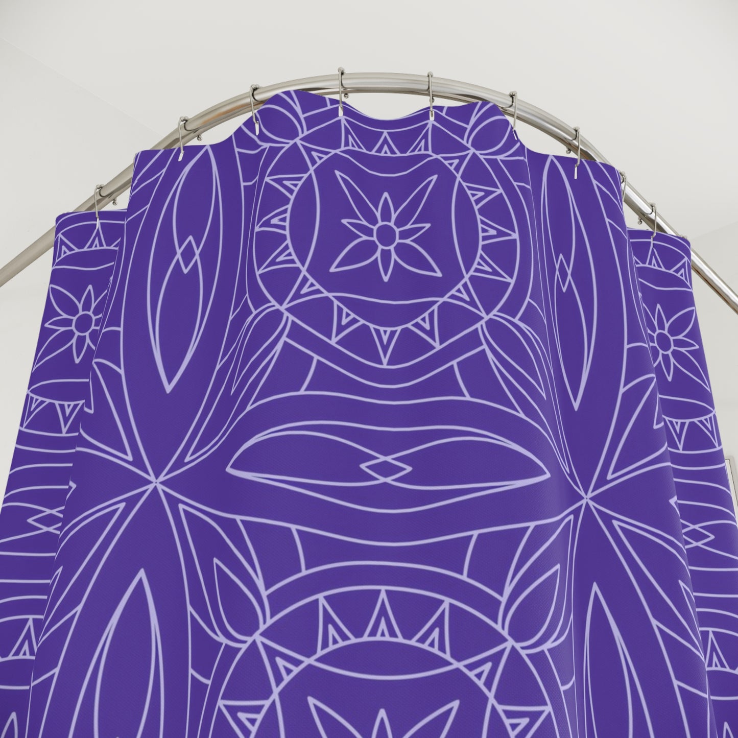 Geometric Mandala Design Shower Curtain | Purple Boho Bathroom Decor, Eclectic Bathroom Accessory