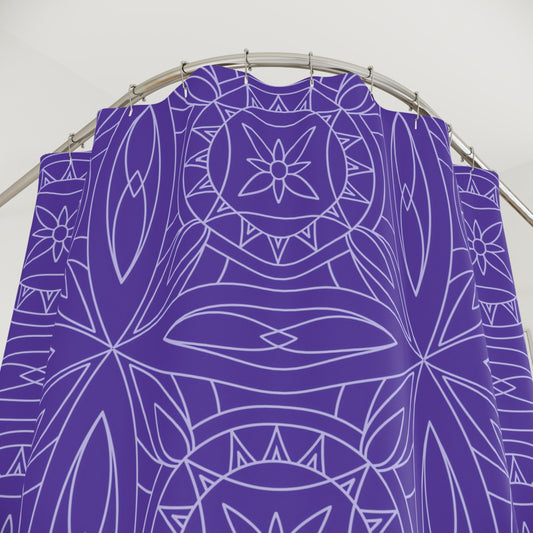 Geometric Mandala Design Shower Curtain | Purple Boho Bathroom Decor, Eclectic Bathroom Accessory