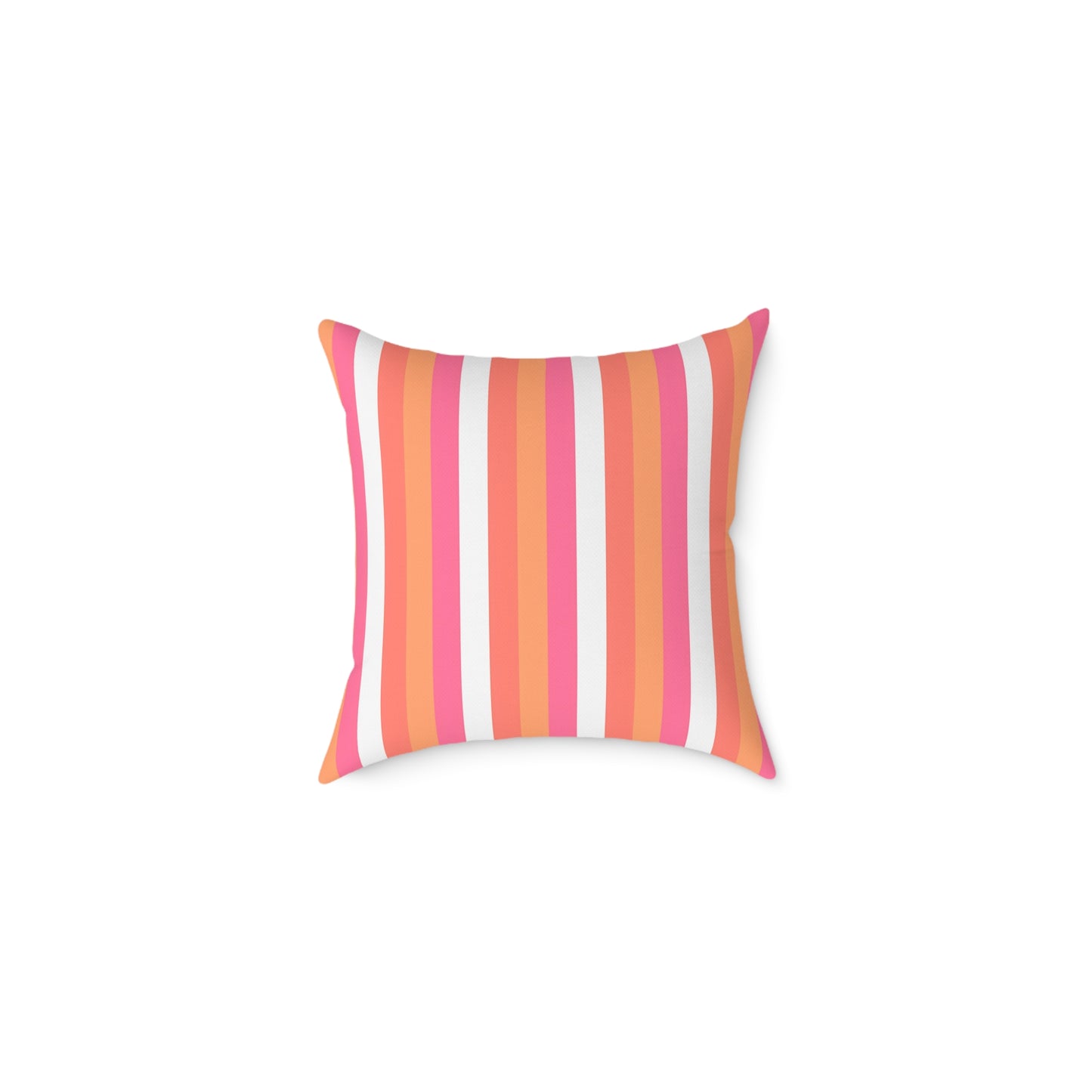 Pink Orange Stripe Square Pillow | Colorful Striped Throw Pillow