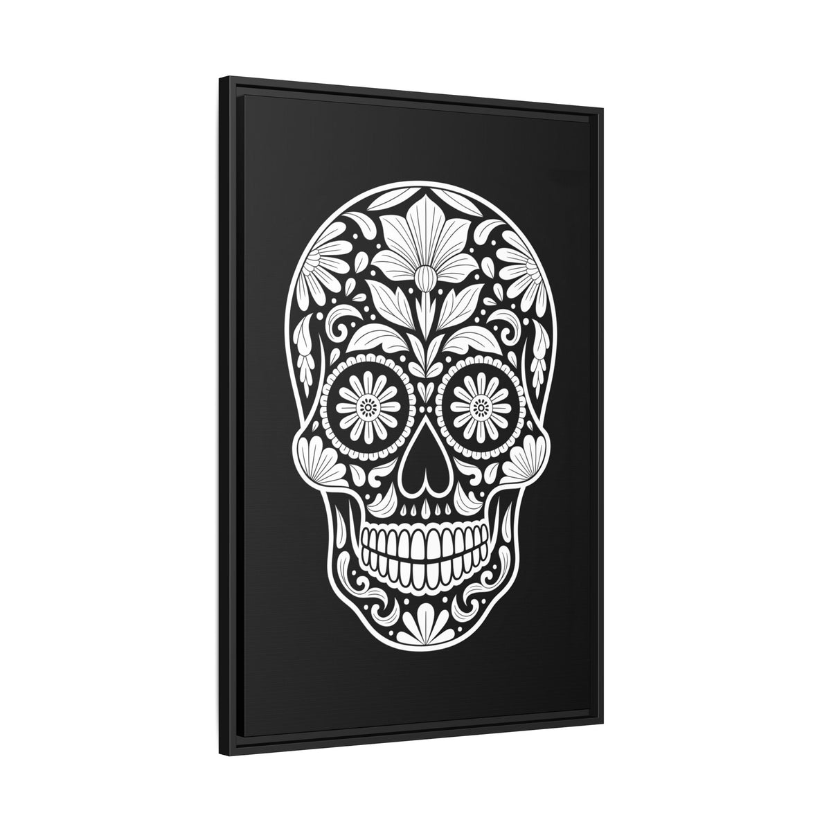 Sugar Skull Illustration Matte Canvas Framed | Day of the Dead Wall Art