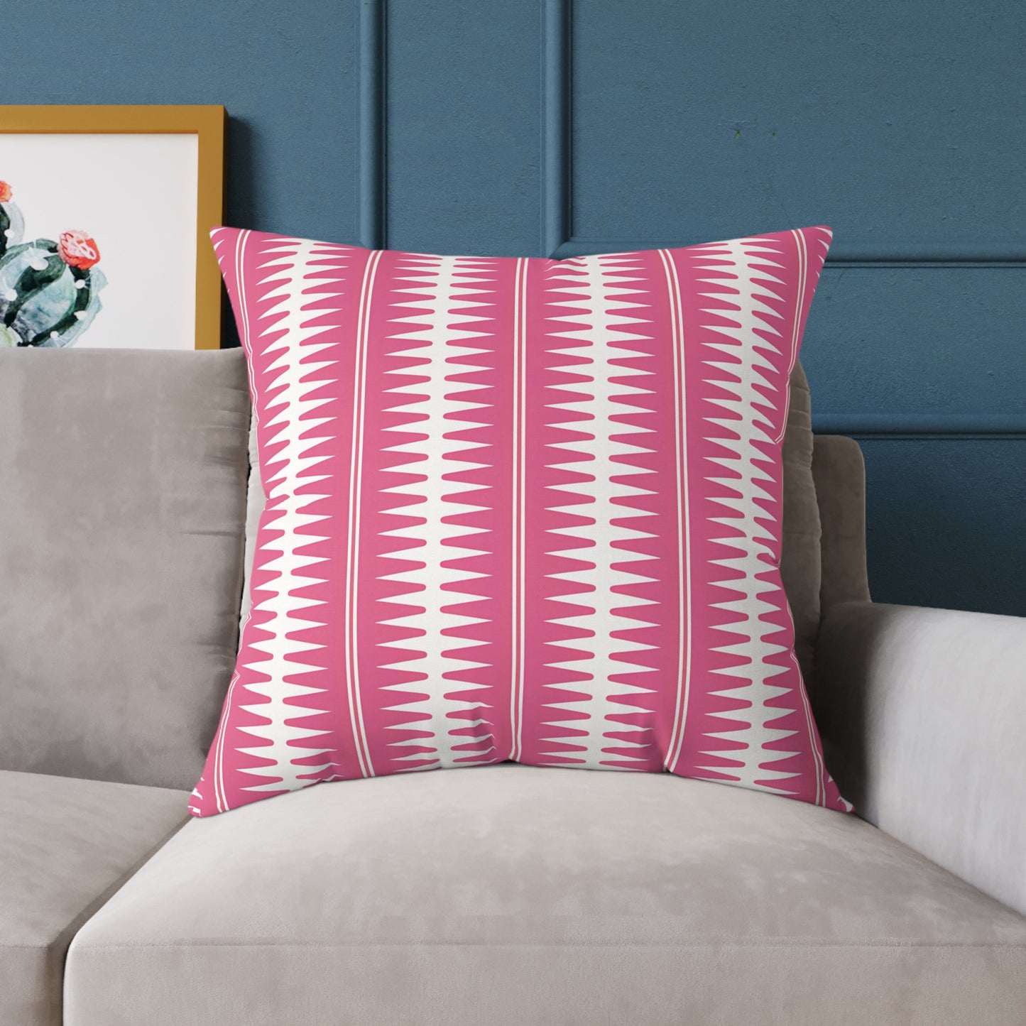 Pink White Geometric Stripe Pattern Pillow | Square Throw Cushion