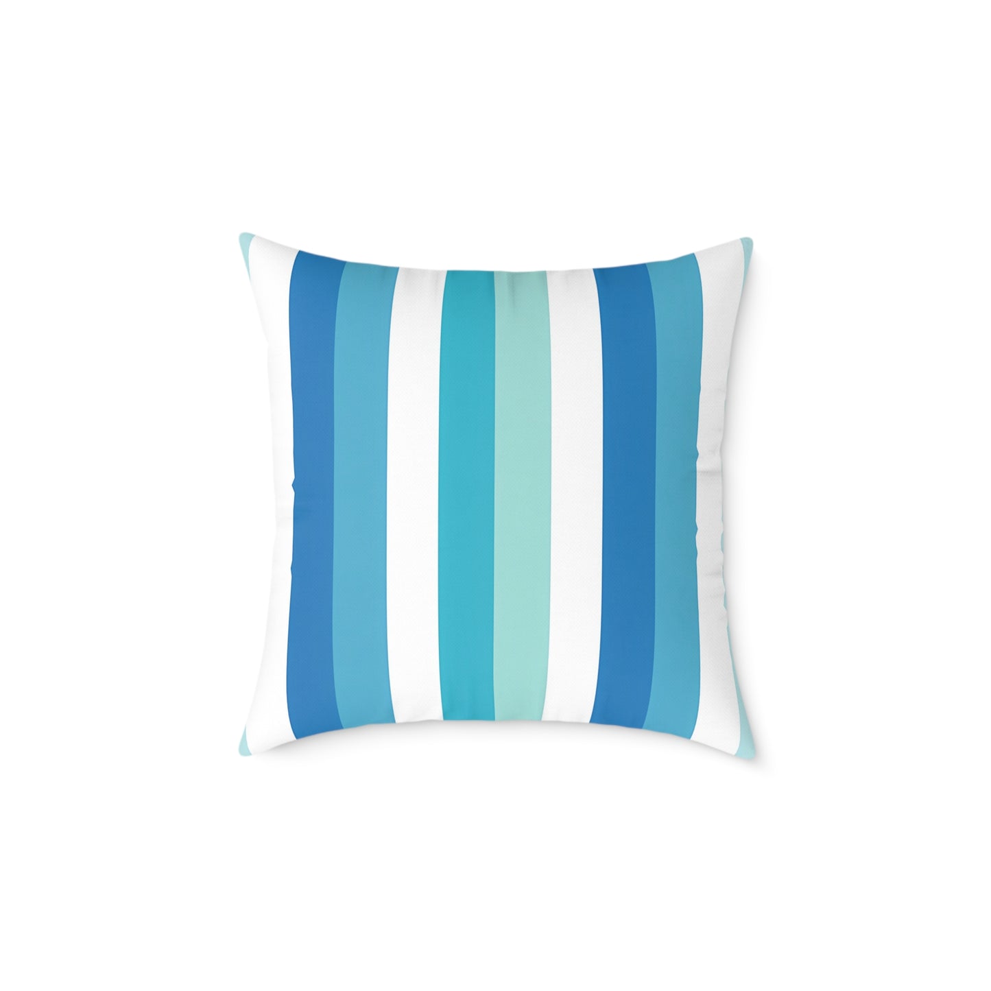 Blue Teal White Vertical Stripes Pillow | Square Pillow