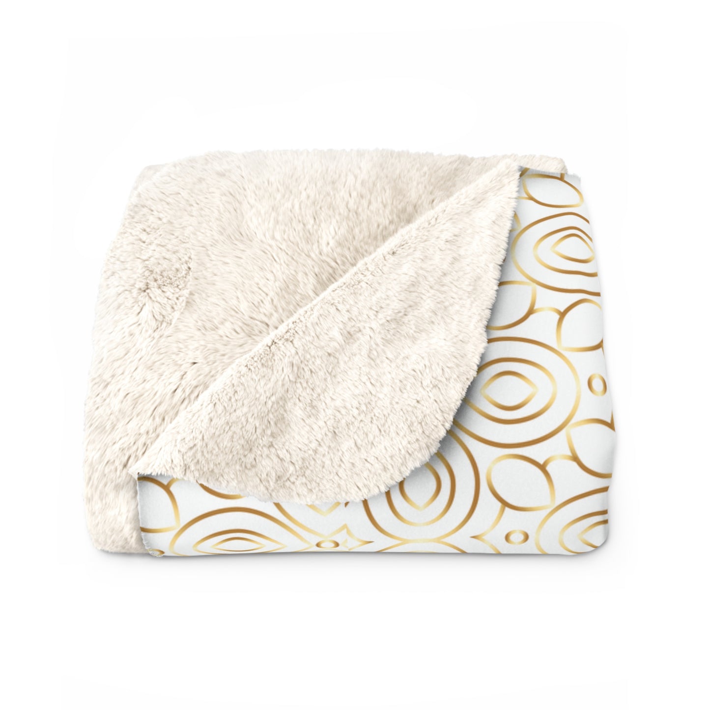 Gold Geometric Circles Sherpa Blanket | Cozy Fleece Throw