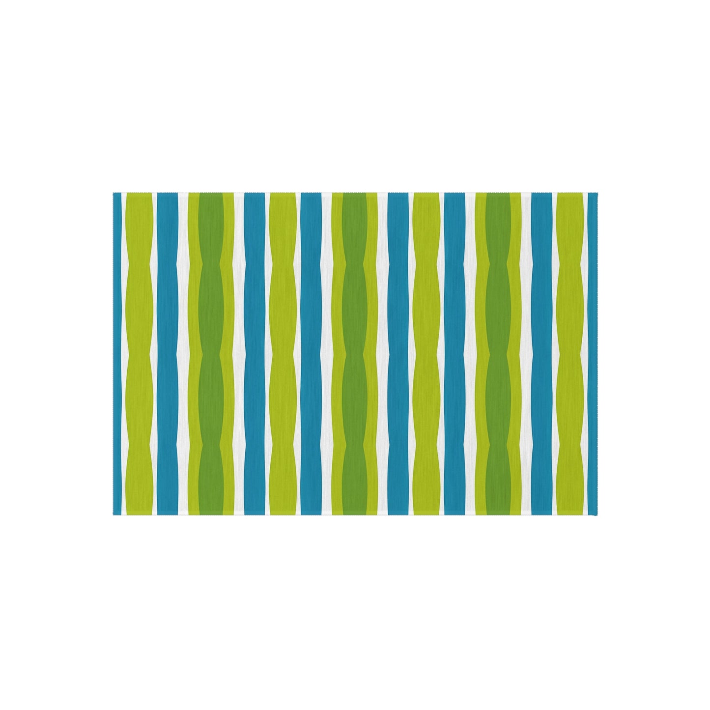 Blue Green Wave Stripe Outdoor/Indoor Rug | Patio Mat, Weatherproof Floor Covering