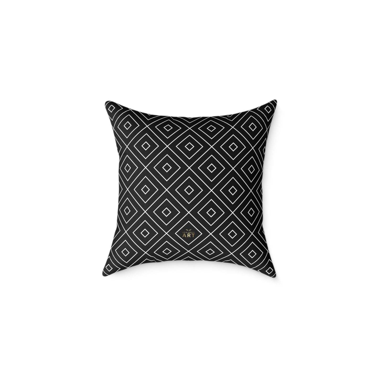Geometric Diamond Pattern Square Poly Canvas Pillow | Black Grey Modern Throw Pillow