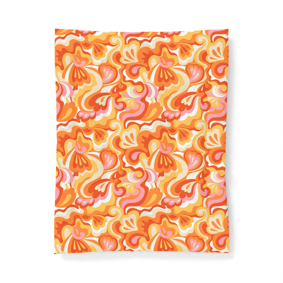 Retro Red Pink Orange Swirl Cotton Comforter | Psychedelic Floral Pattern