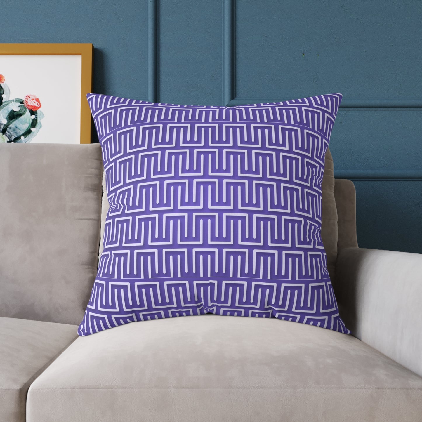 Geometric Maze Pattern Pillow | Purple Greek Key Throw Pillow