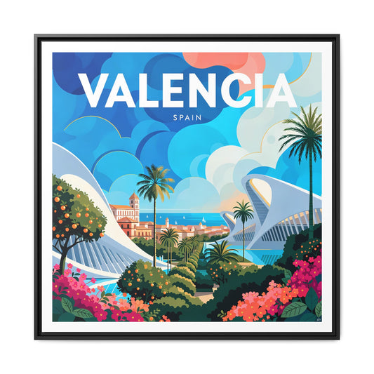 Valencia Spain travel Framed  Canvas Wall Art | colorful cityscape art