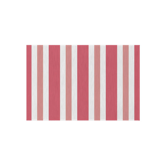 Light Pink Medium Pink White Striped Outdoor/Indoor Rug | Patio Mat