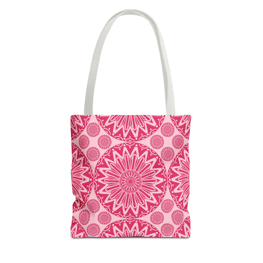 Bohemian Floral Tote Bag, Pink Mandala Shopper, Ec -Friendly Beach Tote, Gift for Her, Travel and Grocery Bag, Hippie Bag - LOLA VEGAS ART