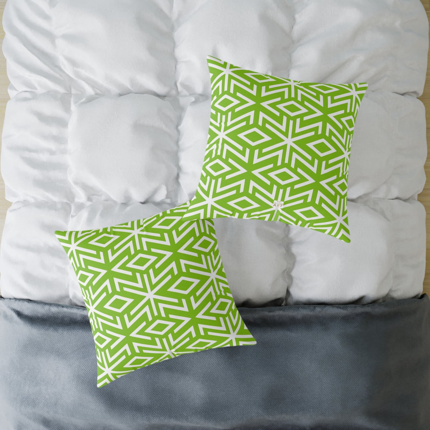 Green White Geometric Diamond Pattern Pillow | Square Throw Pillow,  Modern Home Decor, Couch Cushion, Gift for Homewarming, Stylish Accent Pillow