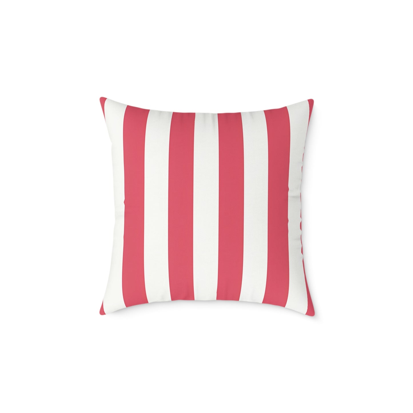 Red and White Vertical Stripes Pillow | Nautical Coastal Decorative Cushion