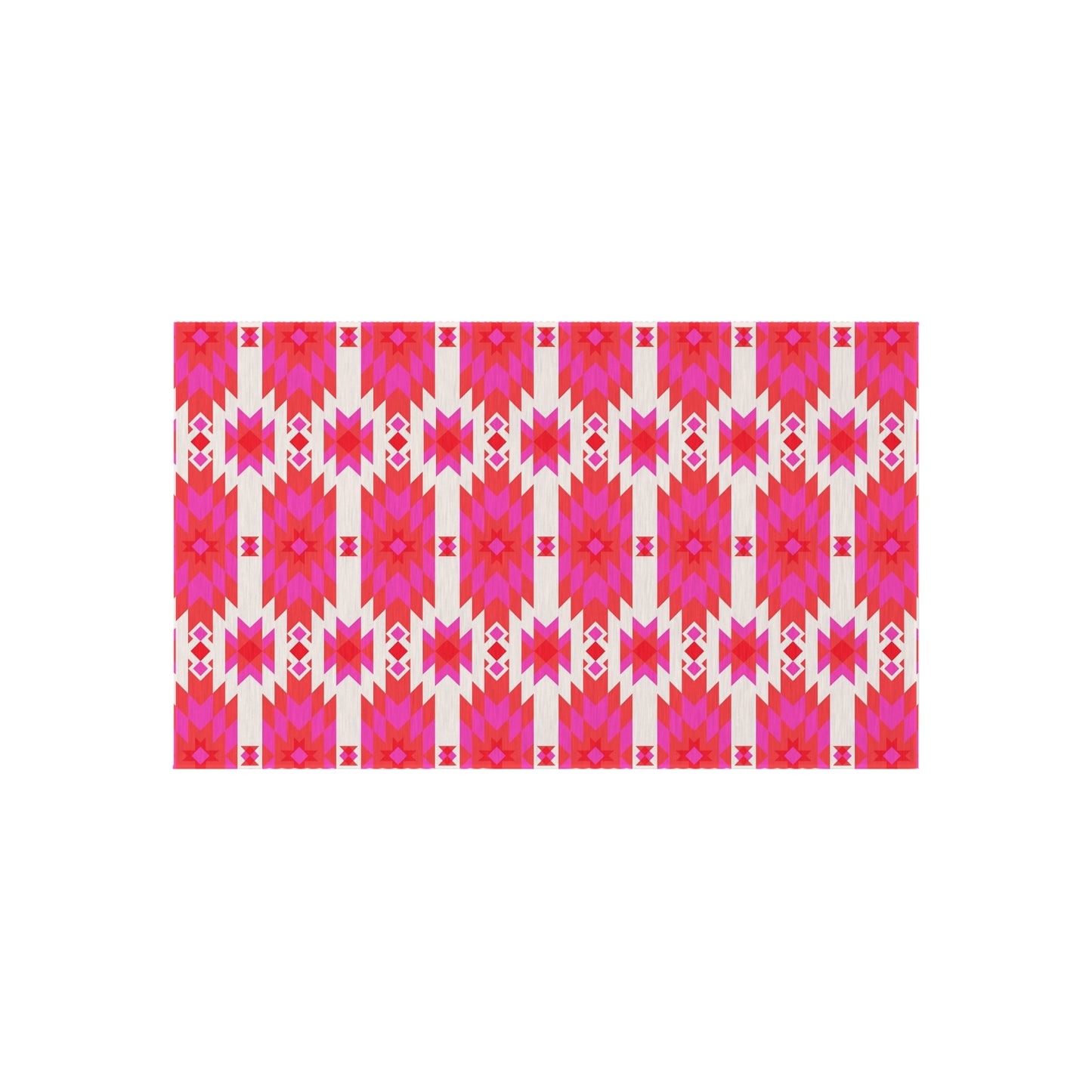 Pink Orange Aztec Geometric Pattern Outdoor/Indoor Rug | Southwestern Boho Patio Mat