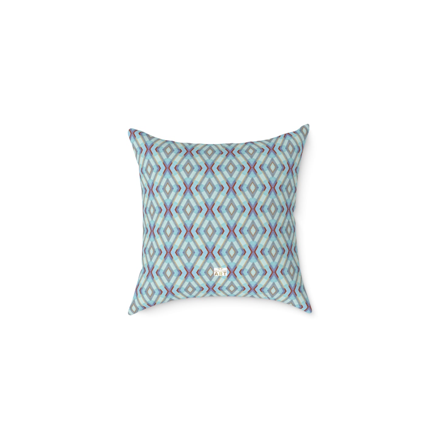 Geometric Diamond Pattern Square Pillow | Turquoise Blue Purple Dark Red Ikat Throw Pillow