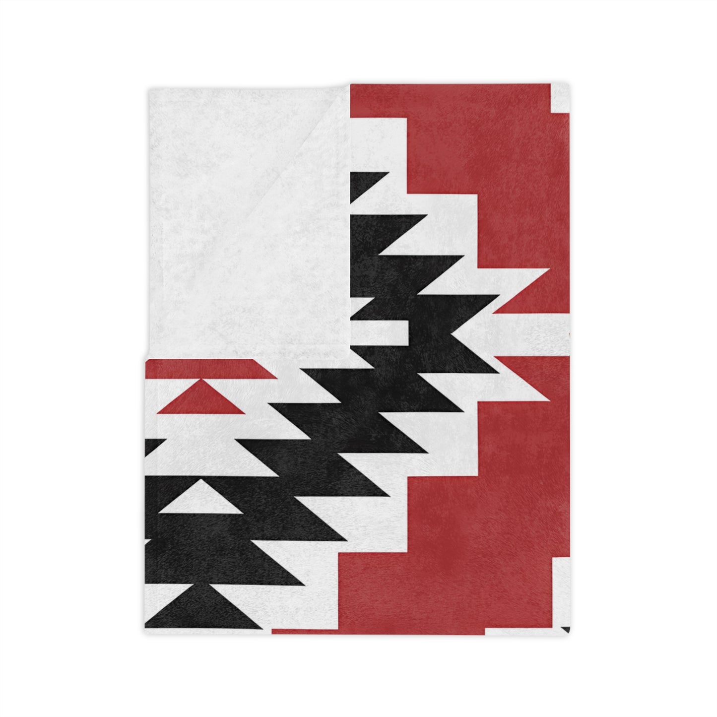Southwest Diamond Aztec Velveteen Microfiber Blanket | Red Black Geometric