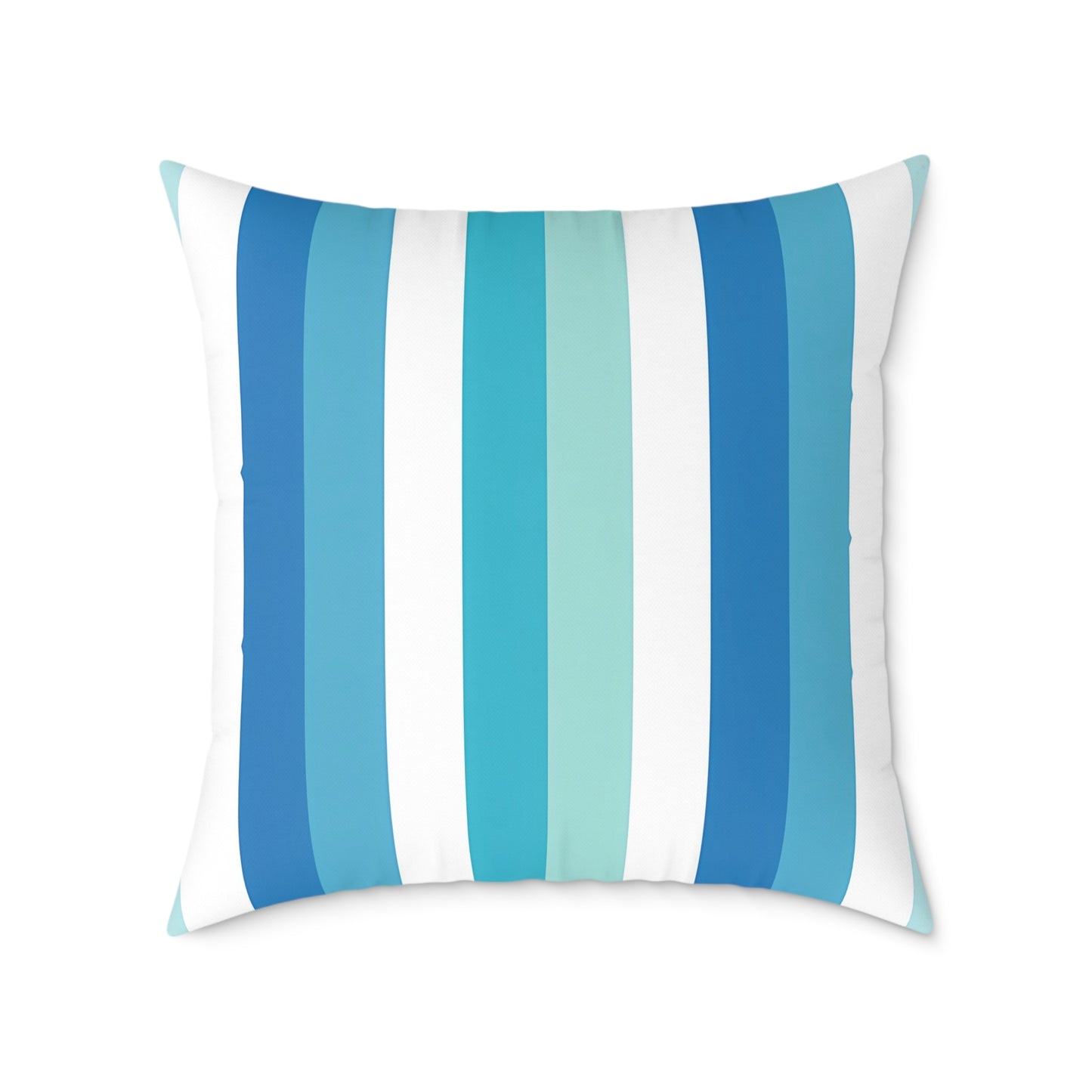 Blue Teal White Vertical Stripes Pillow | Square Pillow