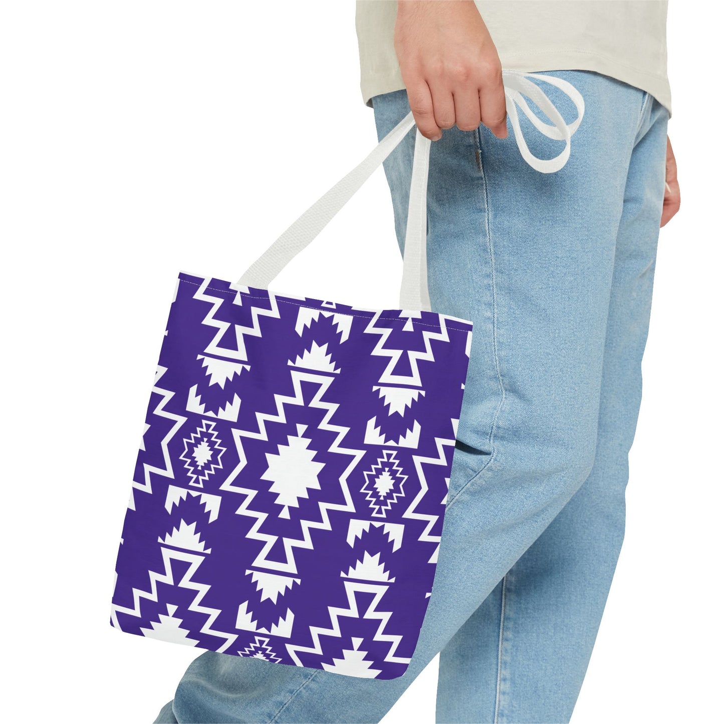 Purple and White Boho Chic Tote Bag | Purple Tribal Pattern | Eco-Friendly, Shopping Bag, Beach Tote, Gym Bag, Gift for Her, Southwestern