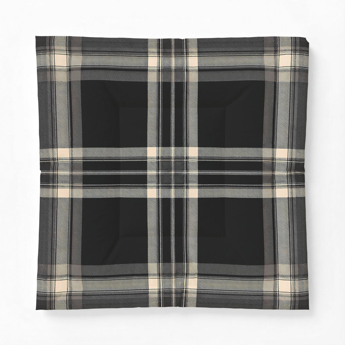 Black Beige Plaid Cotton Comforter | Neutral Check Bedding