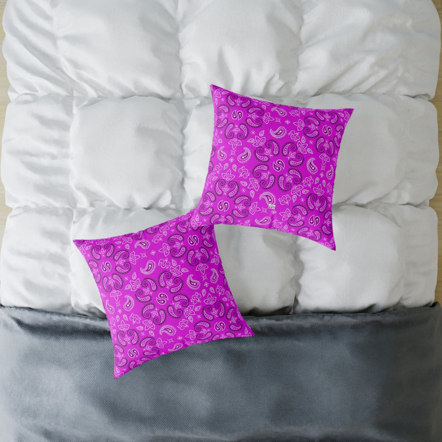 Purple Paisley Pattern Pillow | Square Poly Canvas Pillow