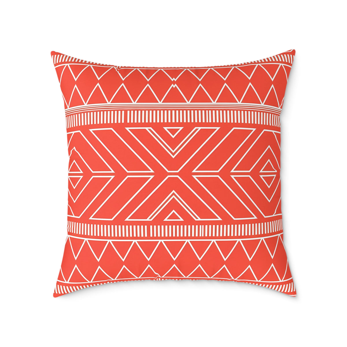 Tribal Geo Pattern Square Pillow | Orange Aztec Throw Pillow