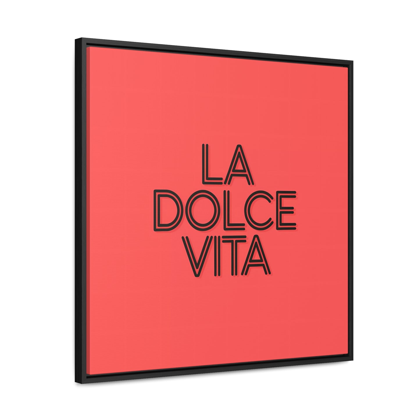 Square Frame Wall Art, LA DOLCE VITA Typography Canvas, Orange and Black, Cool Home Decor, Gallery Canvas Wrap, Home Office Decor, Unique