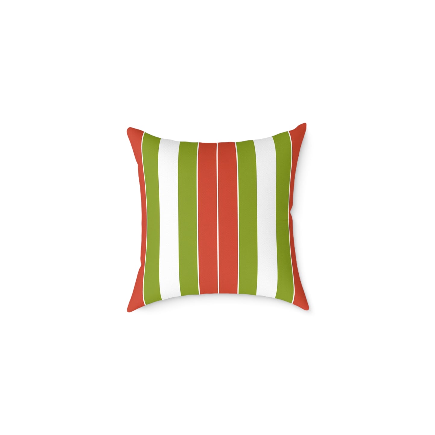 Orange White Green Stripe Pillow | Square Poly Canvas Pillow
