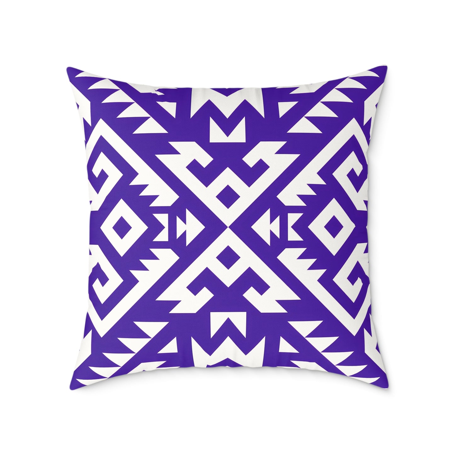 Geometric Boho Aztec Pattern Square Pillow | Purple White Tribal Throw Pillow