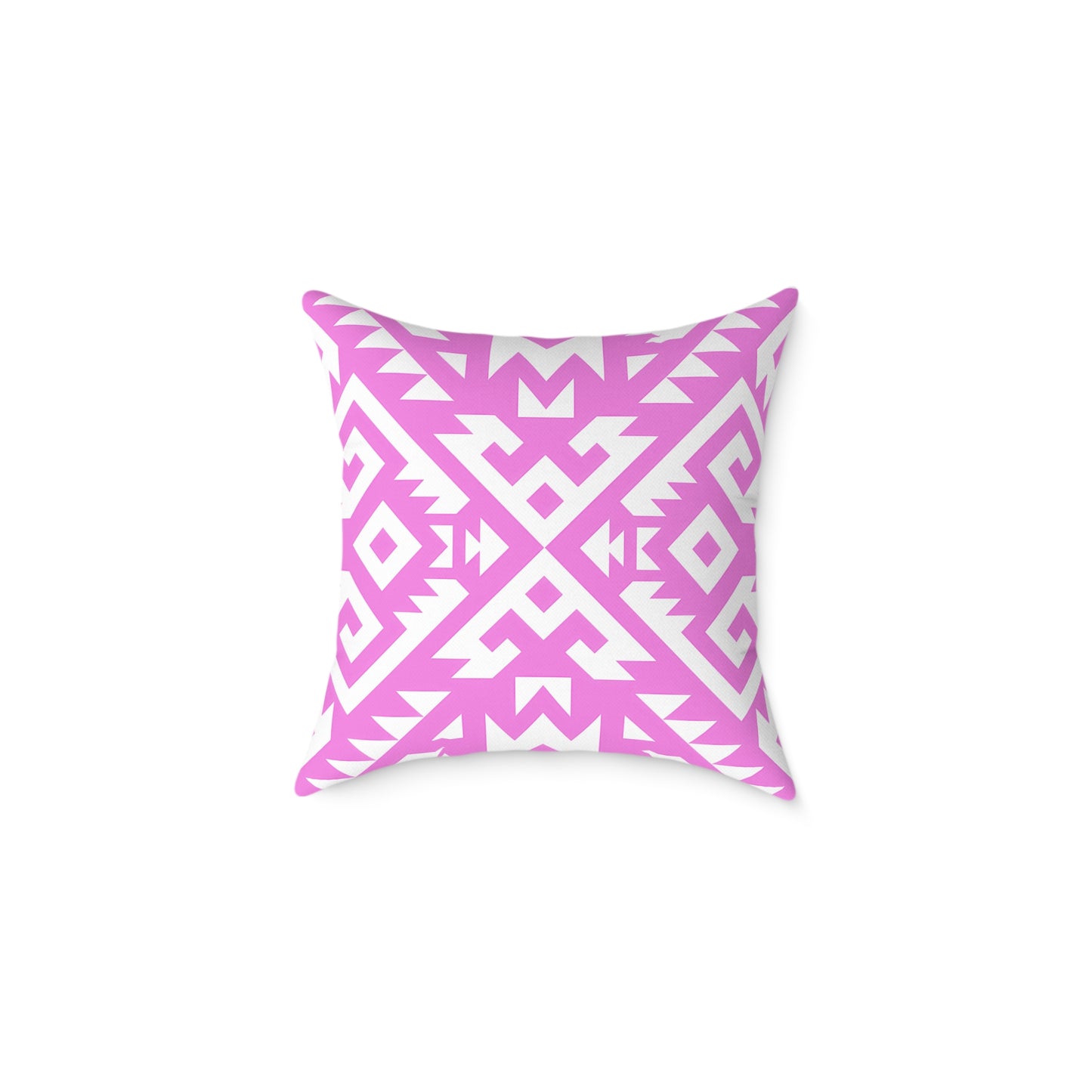 Pink White Boho Geometric Aztec Pattern Pillow | Square Pillow
