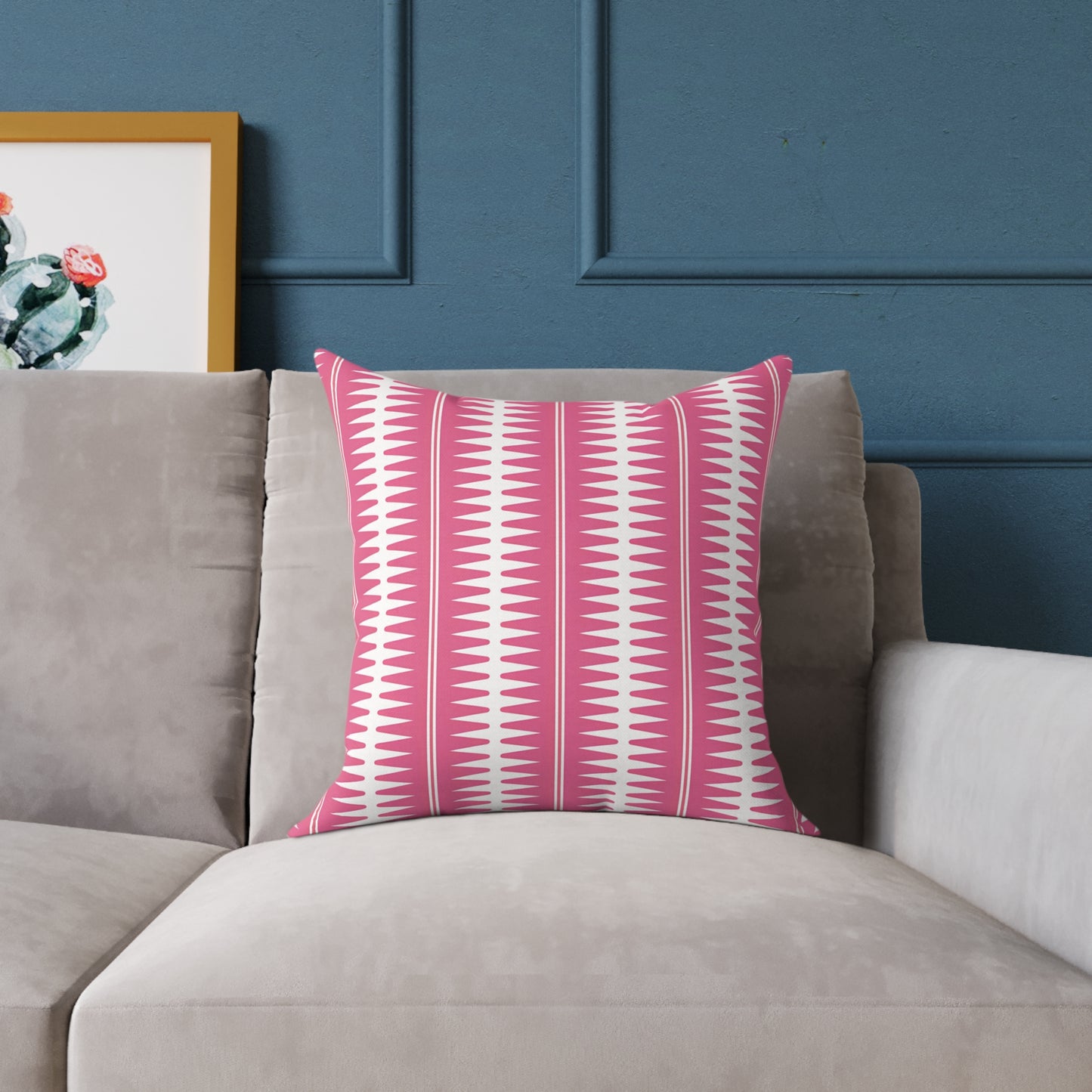 Pink White Geometric Stripe Pattern Pillow | Square Throw Cushion
